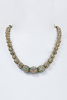 Gold Finish Jade Beaded Mala