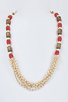 Gold Finish Multi-Colored Beaded & Pearl Handcrafted Mala