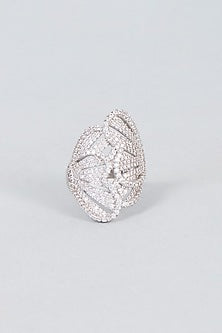 White Finish Zircon Ring