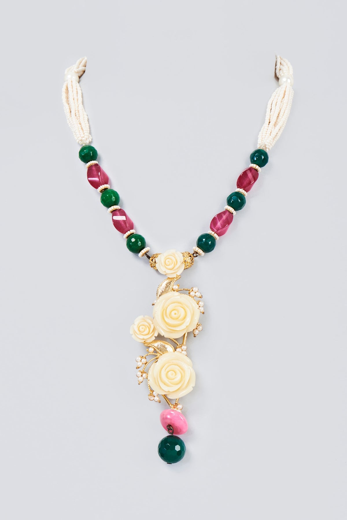 Gold Finish Pearl Handcrafted Mala Necklace