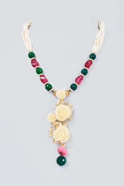Gold Finish Pearl Handcrafted Mala Necklace