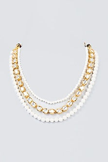 Gold Finish Kundan Polki Handcrafted Layered Mala