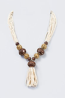 Gold Finish Pearl & Beaded Handcrafted Mala Set