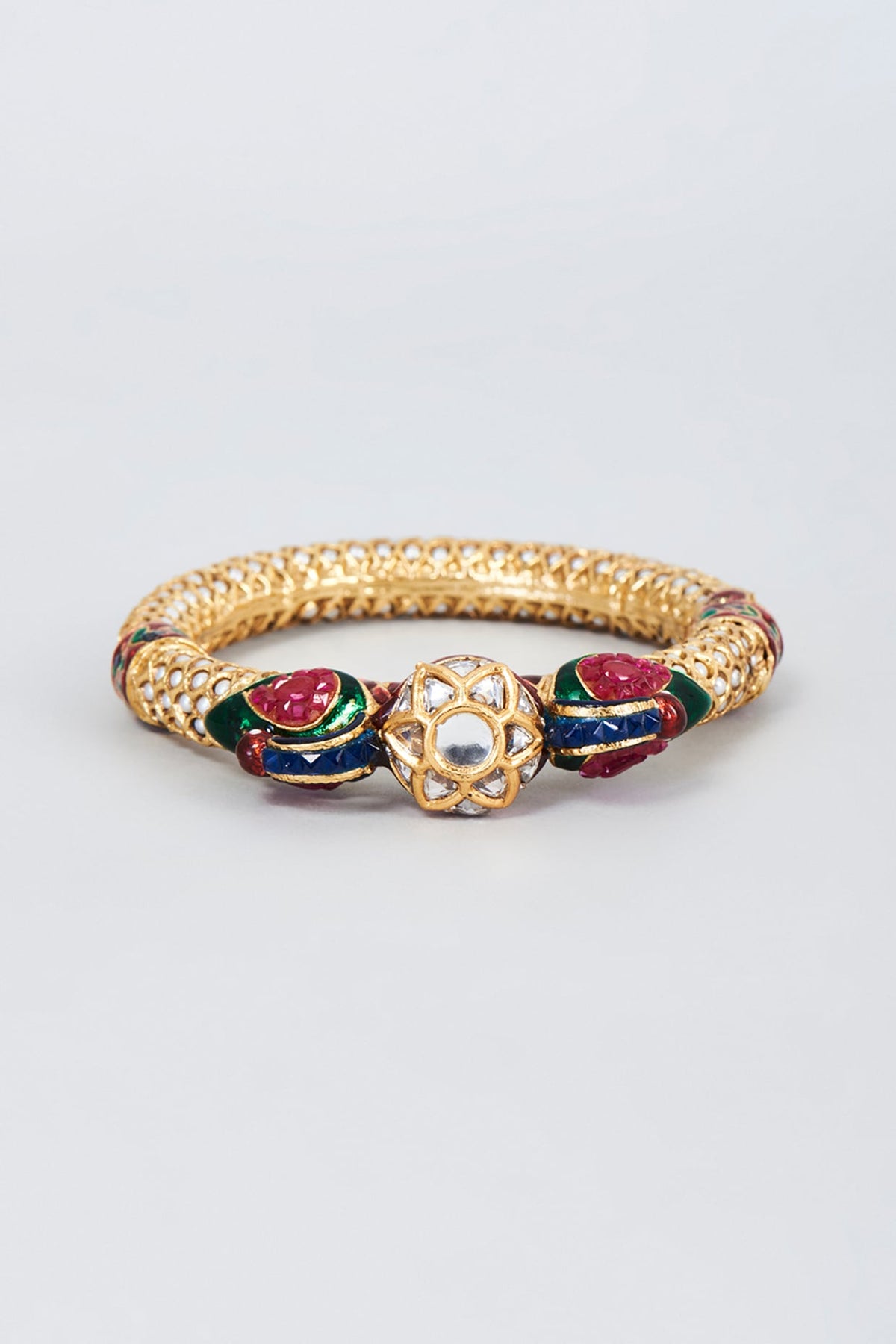 Gold Finish Kundan Polki Bangle