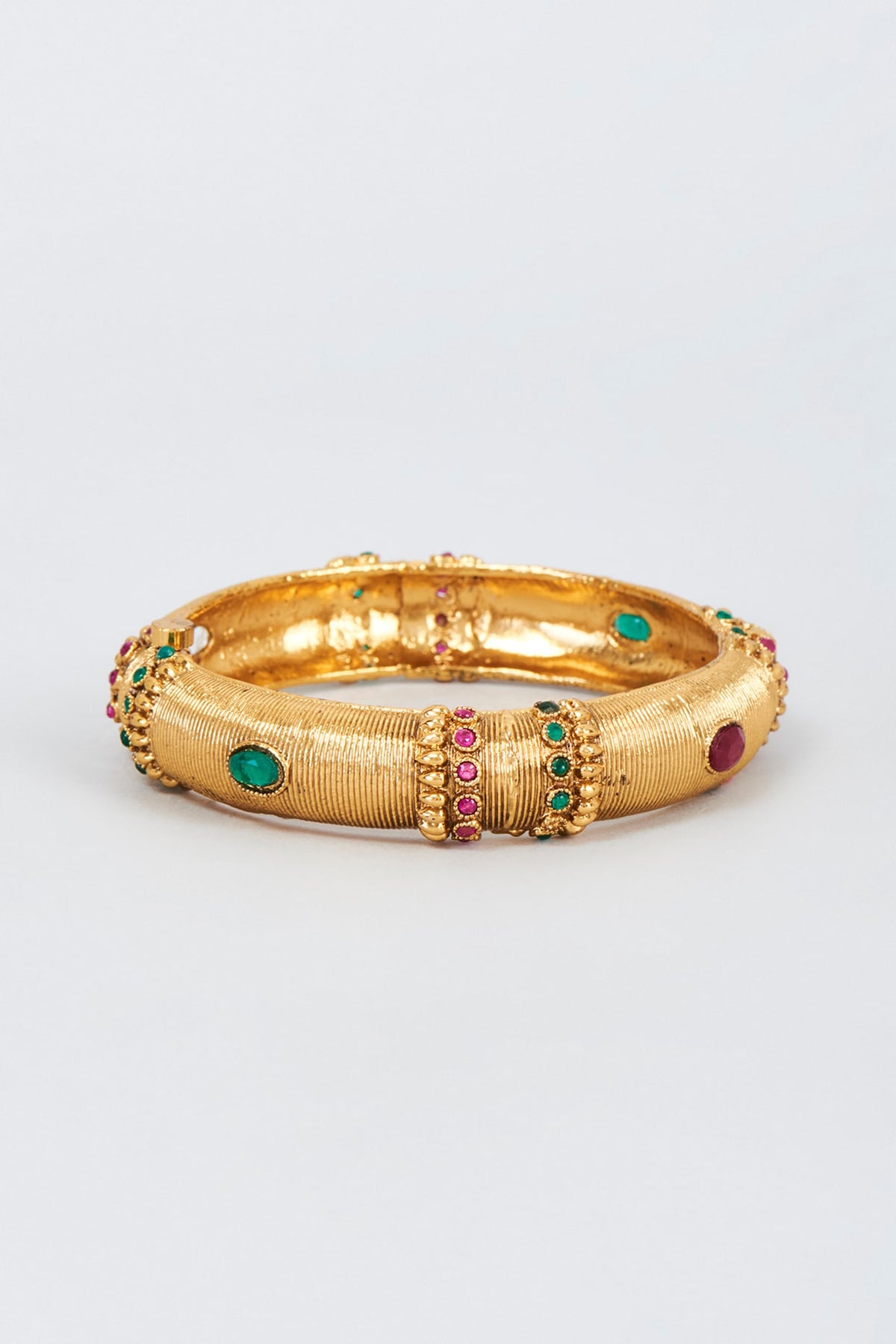 Gold Finish Zircon & Pearl Bangle