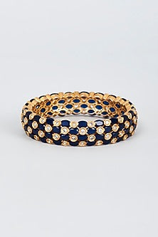 Black Rhodium Finish Zircon & Pearl Bangle
