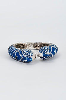 White Finish Blue Zircon Bangle