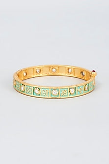 Gold Finish Zircon Green Bangle