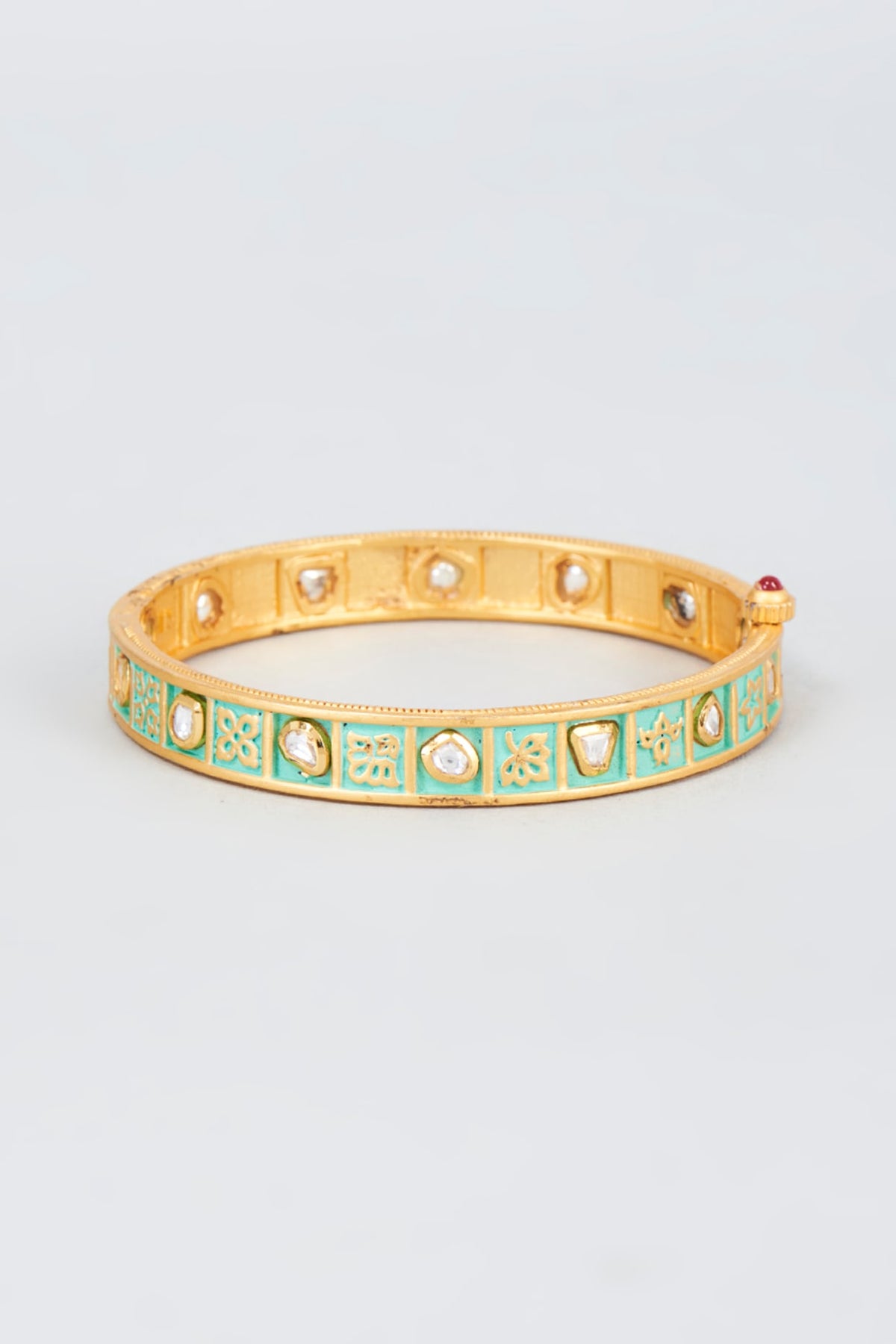 Gold Finish Zircon Green Bangle