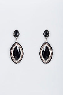 Black Rhodium Finish Black Stone Dangler Earrings