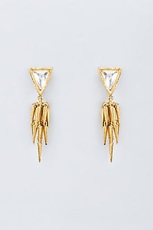 Gold Finish Zircon Dangler Earrings