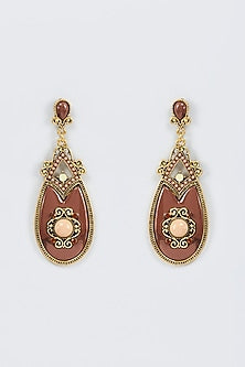 Black Rhodium Finish Synthetic Stone & Beaded Earrings