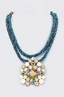 Gold Finish Synthetic Stones Mala