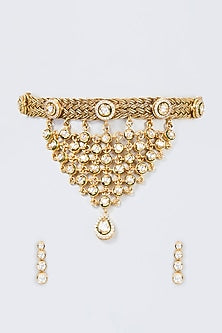 Gold Finish Kundan Polki Choker Necklace Set