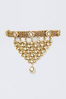Gold Finish Kundan Polki Choker Necklace Set