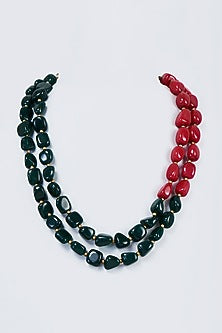 Black Rhodium Finish Synthetic Stone Mala