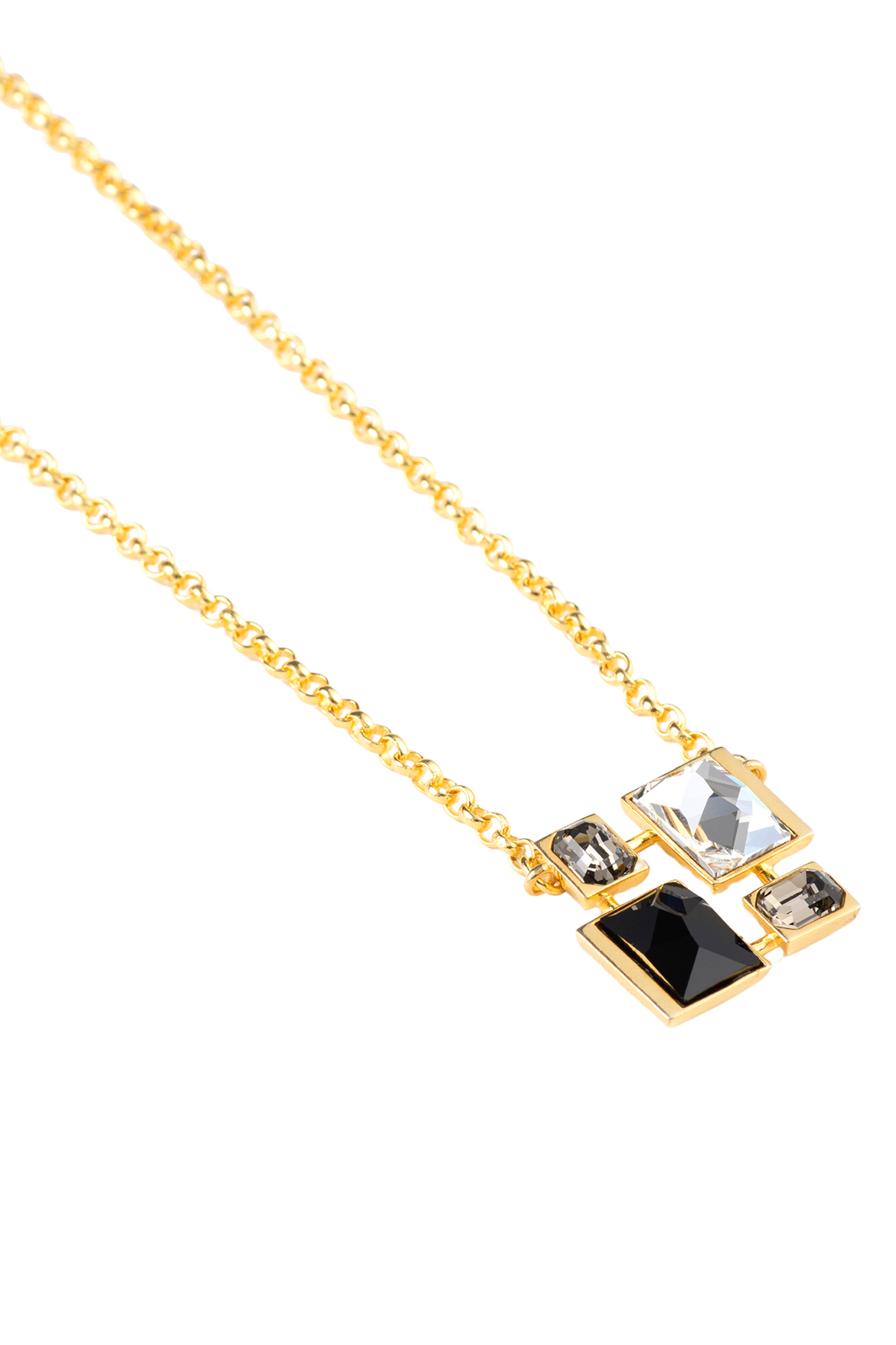 Gold Plated Fern Green & White Swarovski Crystal Necklace