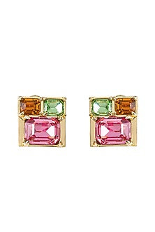 Gold Plated Red Swarovski Crystal Stud Earrings