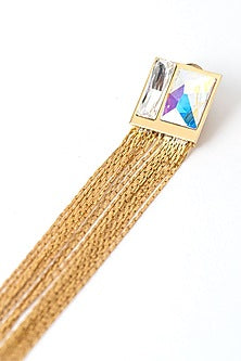 Gold Plated Holographic & White Swarovski Crystal Stud Earrings