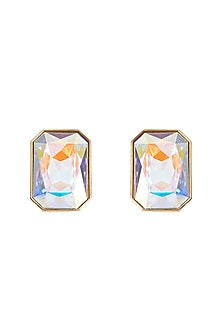 Gold Plated Cream Swarovski Crystal Stud Earrings