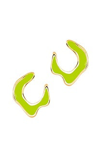 Gold Plated Green Enameled Stud Earrings