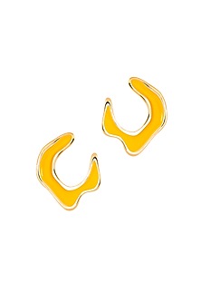 Gold Plated Yellow Enameled Stud Earrings