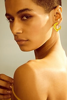 Gold Plated Yellow Enameled Stud Earrings
