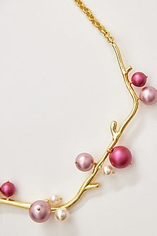 Gold Finish Swarovski & Pearl Necklace