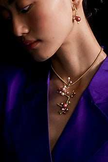 Gold Finish Swarovski & Pearl Necklace