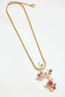 Gold Finish Swarovski & Pearl Necklace