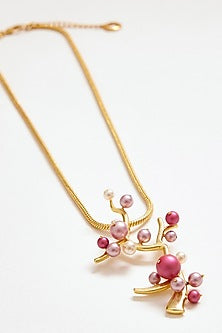 Gold Finish Swarovski & Pearl Necklace