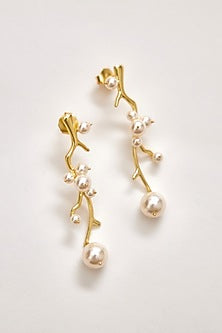 Gold Finish Swarovski Pearl Dangler Earrings