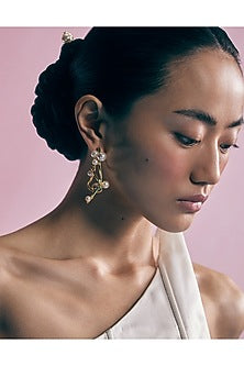 Gold Finish Swarovski Pearl Hoop Earrings