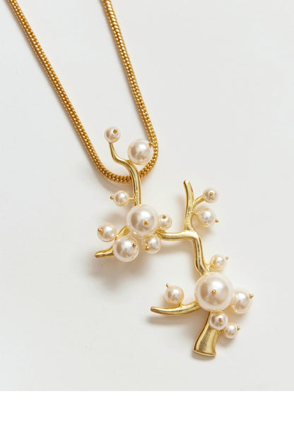 Gold Finish Swarovski Pearl Pendant Necklace