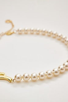 Gold Finish Swarovski Pearl Necklace