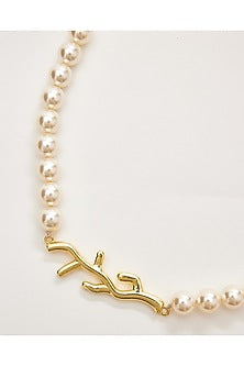 Gold Finish Swarovski Pearl Necklace