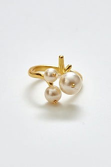 Gold Finish Swarovski Pearl Ring