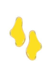 Gold Plated Yellow Enameled Stud Earrings