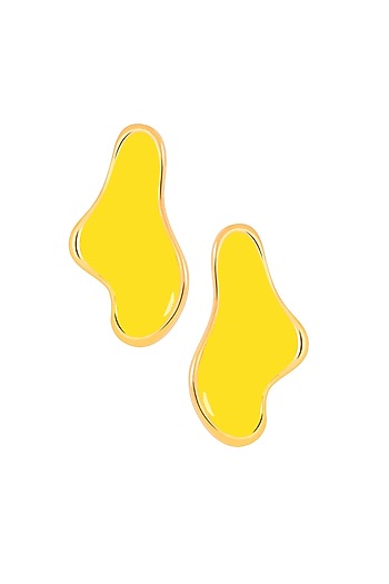 Gold Plated Yellow Enameled Stud Earrings