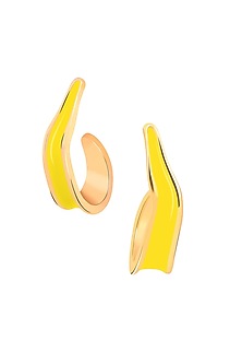 Gold Plated Yellow Enameled Hoop Earrings