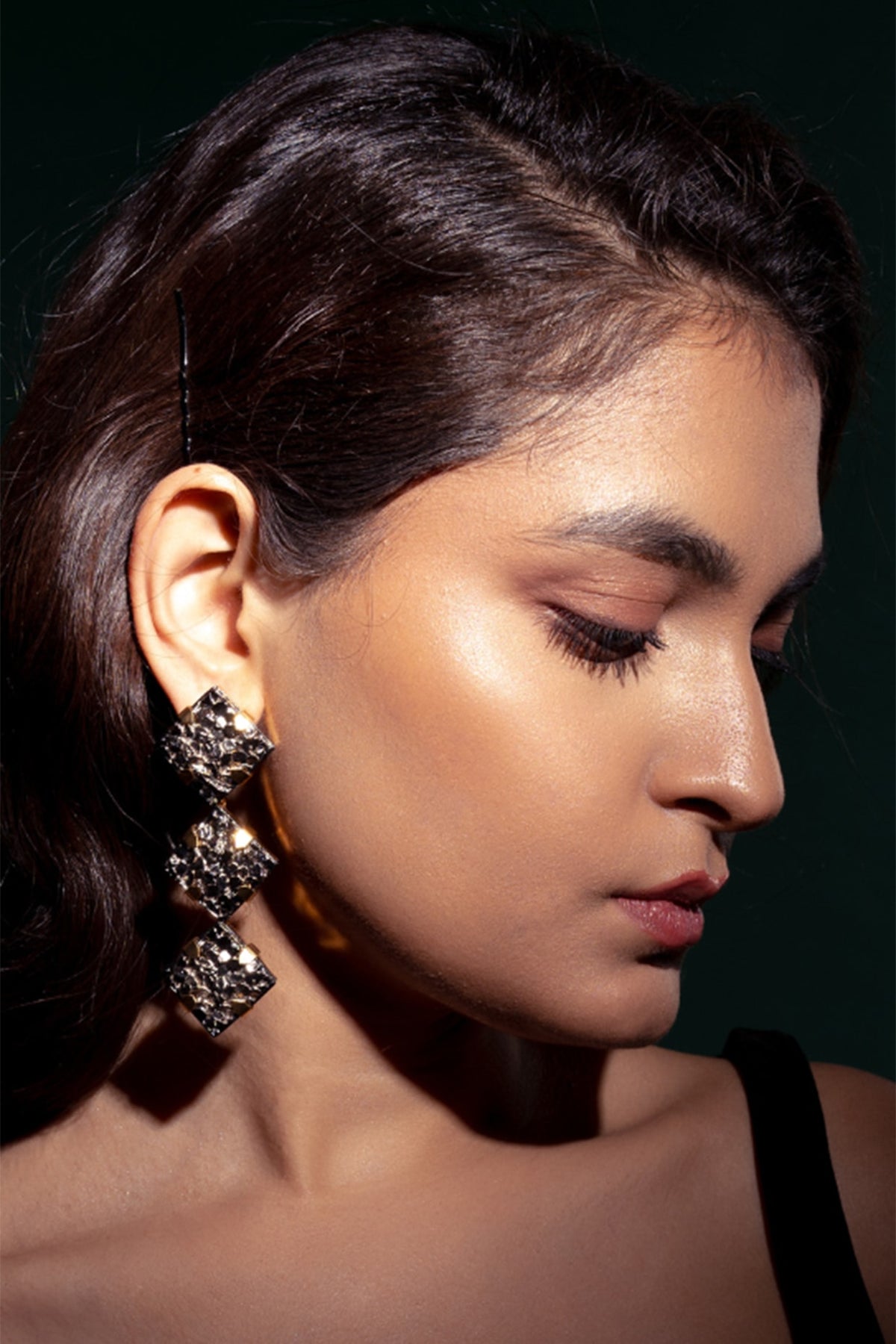 Gold Plated Zircon Dangler Earrings
