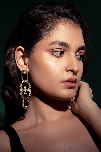 Gold Plated Zircon Dangler Earrings
