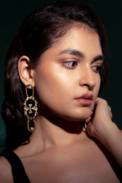 Gold Plated Zircon Dangler Earrings