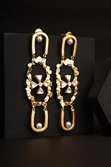 Gold Plated Zircon Dangler Earrings