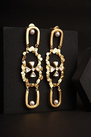 Gold Plated Zircon Dangler Earrings