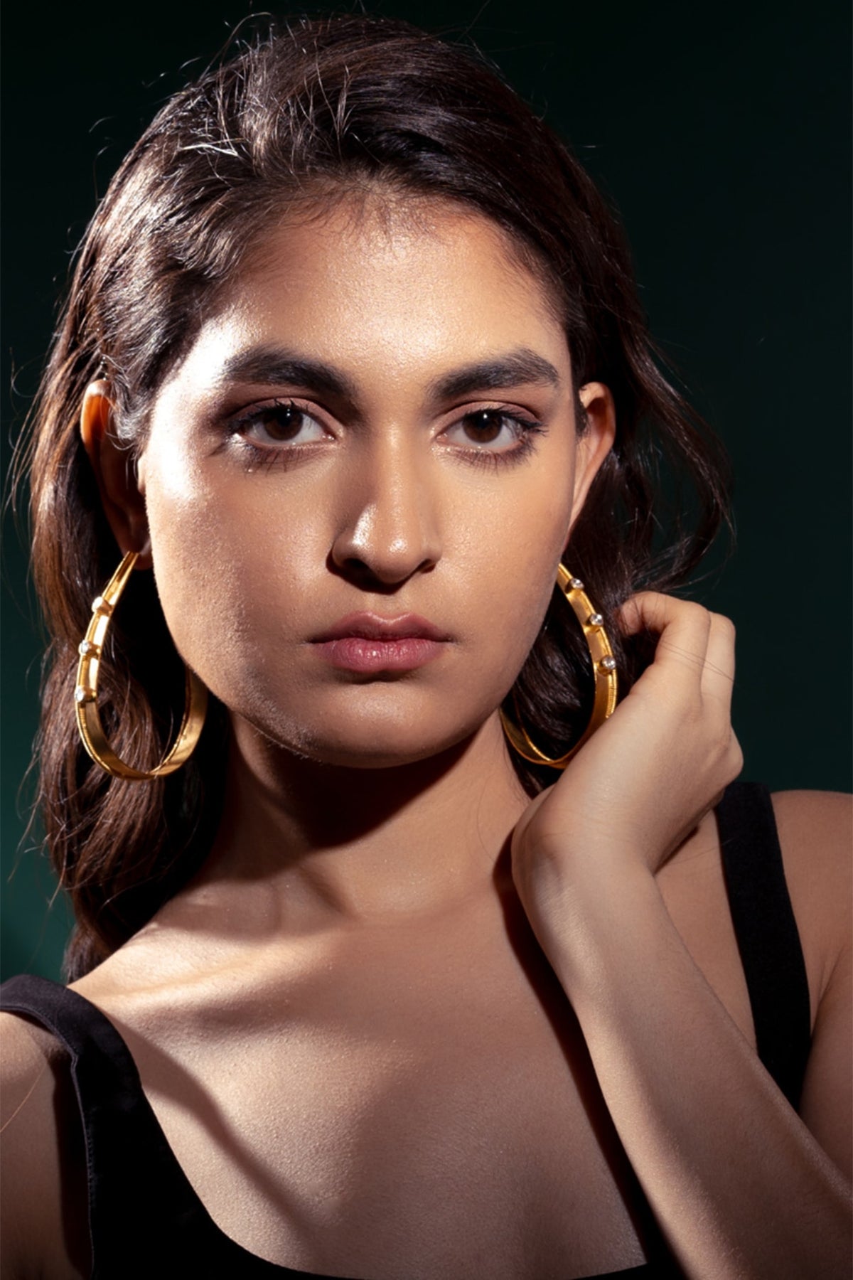 Gold Plated Pearl & Zircon Hoop Earrings