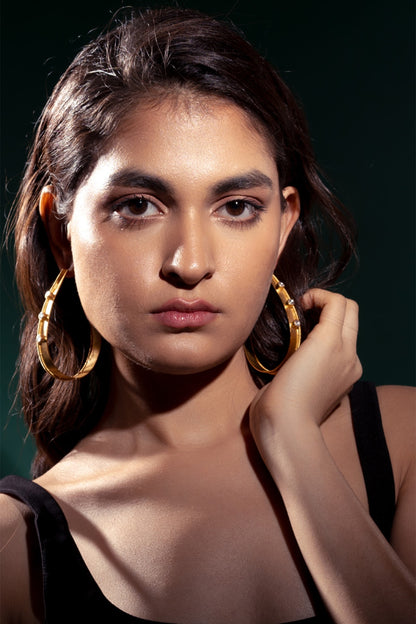 Gold Plated Pearl & Zircon Hoop Earrings