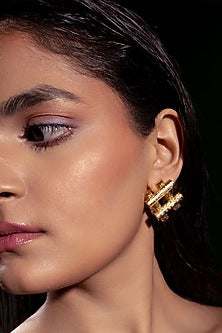 Gold Plated Zircon Stud Earrings