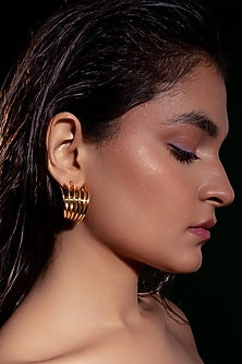 Gold Plated Zircon Hoop Earrings