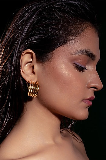 Gold Plated Zircon Hoop Earrings